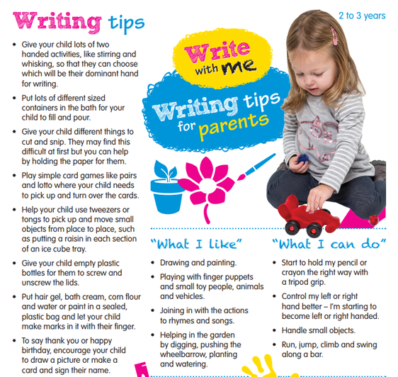 writing tips for 2/3 year olds