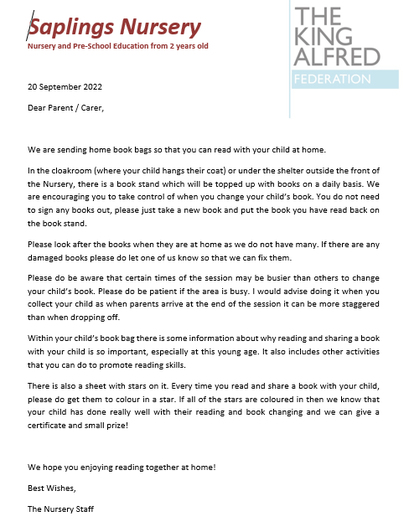 Letter explaining how books are changed